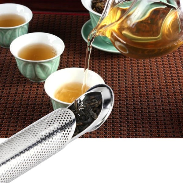 Rustfritt stål Te Infuser Creative Rør Design Metal Te Sil
