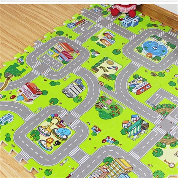 Baby Lek Matta 9 delar  Barn Matta Lekmatta Barn Matta Mjuk Golv Leksaker Väg Trafik Mjuk Golv Hem Inredning