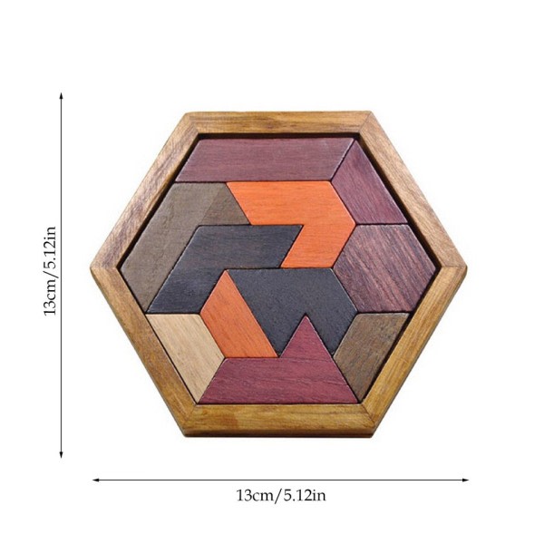 Sekskantet tre geometrisk form stikksag puslespill sjakk spill brett montessori leker pedagogisk intelligens leker