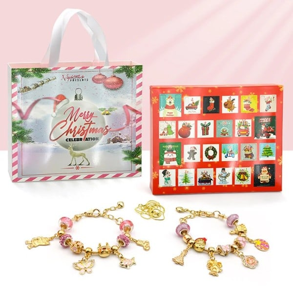 Jul advent kalender smycken set persienn box för barn gör-det-själv armband nedräkning