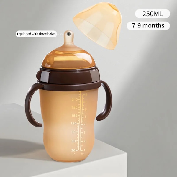 Silikone Nano baby flaske fodring flasker med håndtag til baby fravænning anti-kvælning nippel flaske