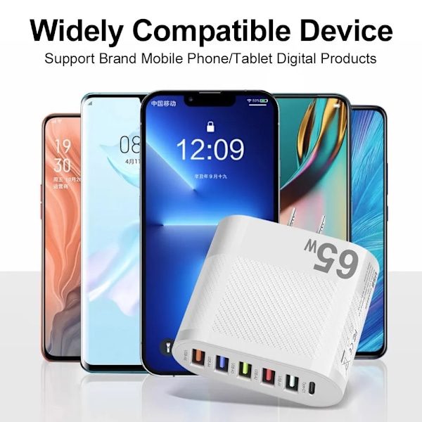 3.1A 5portar USB Laddare PD Laddning Adapter För Xiaomi iPhone 13 Samsung Mobil Telefon Plug Laddning QC 3.0 Vägg Laddare