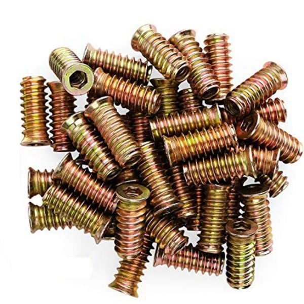 100 st M6 x 15mm Möblemang Skruva Mutter Gängad Trä Insatser Bult Fästelement Anslutning