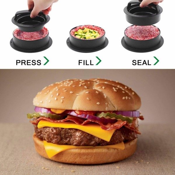 3 i 1 Non-stick Kød Oksekød Veggie Hamburger Patty Mug Væsentligt Værktøj til lave Patty