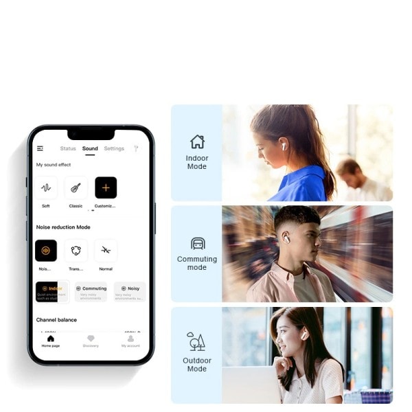 Langaton kuuloke 40dB kohina vaimennus Bluetooth 5.2 kuulokkeet 6 mikrofoni ENC HD puhelu TWS nappikuulokkeet