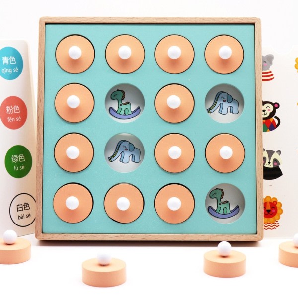 Montessori Hukommelse Match Skak Spil 3D Puslespil Træ Tidlig Pædagogisk Familie Fest Afslappet Interaktion Spil Legetøj