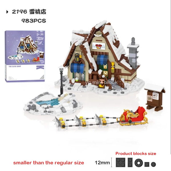 Jul gave vinter by nissen landsby modell byggeblokk leker jule tre slede bil puslespill