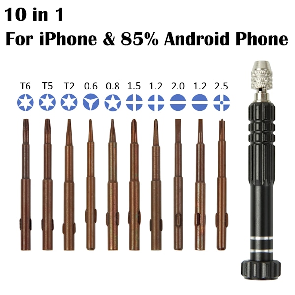 Precision Demontera Magnetisk Torx Cross Pentalobe Huvud Skruvmejsel Bit Reparation Kit För Android Mobil Telefon Öppet Verktyg