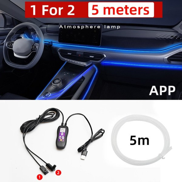 Auto Sisustus Valot Koriste Ambient Lamppu USB Optinen Kuitu Neon Ilmakehä valo nauha