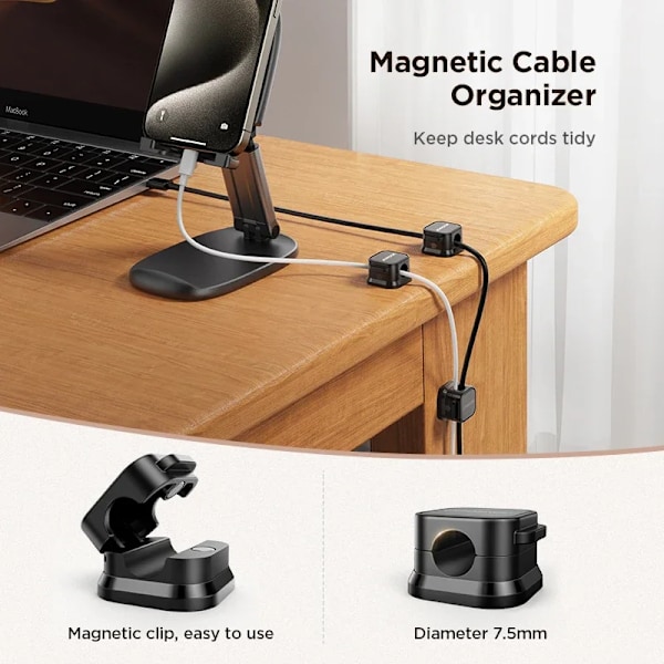 Magnetisk kabel klemmer kabel glat justerbar ledning holder under skrivebord kabel ledning ledning holder kabel organisator