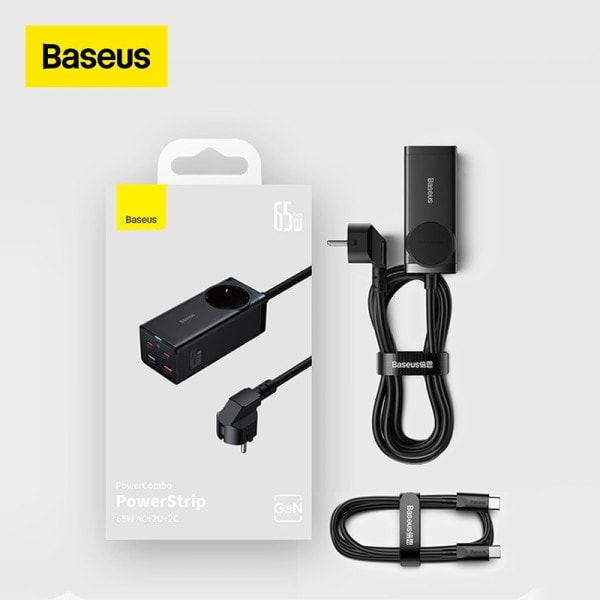 65W GaN Laddare Power Strip 4 portar Desktop Adapter Snabb Laddning Station