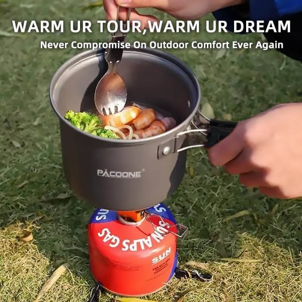 Camping kokkärl set portabelt kokkärl kit utomhus gryta matlagning vatten vattenkokare panna set