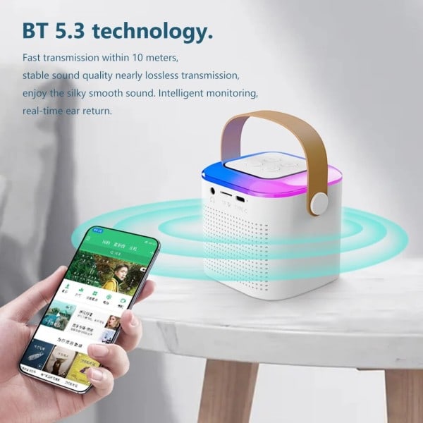 Mikrofon Karaoke Maskin Bärbar Bluetooth 5.3 PA Högtalare System med 1-2 Trådlösa mikrofoner