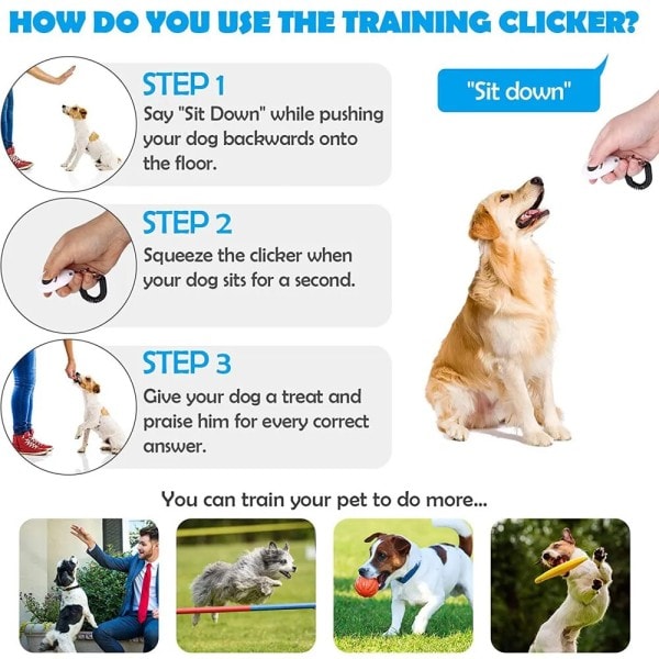 2 pack hund träning klicker med justerbar handled rem hållbar lättvikt