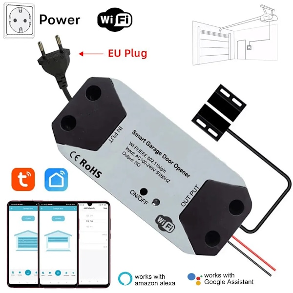 Tuya WiFi kytkin autotallin ovi ohjain Älykäs ovi avaaja työ Alexa Google Koti Smart Life