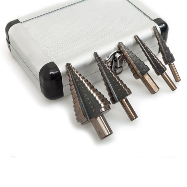 5st Metric/Inch Hss Kobolt Steg Borr Bit Set Flera Hål 50 storlekar med aluminium fodral