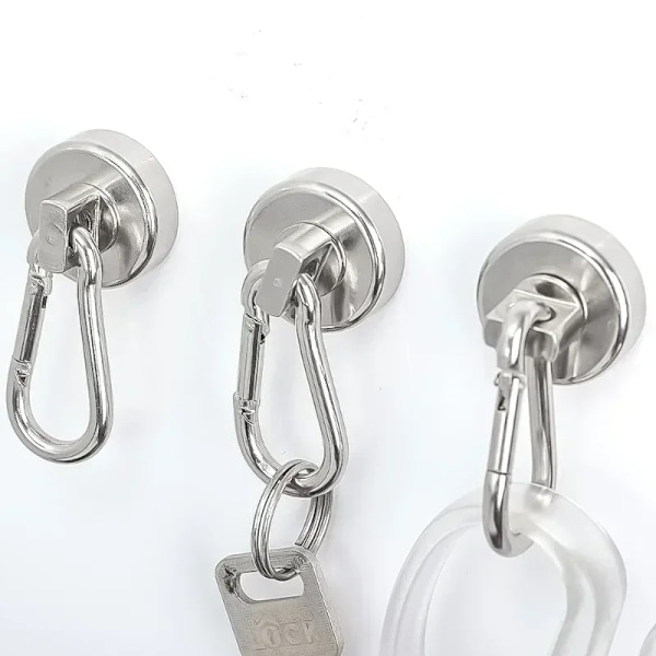 4  stykker Sterk Neodym Magnetisk kroker 360°Roterende Karabiner Magnet Ring Nøkkelring krok