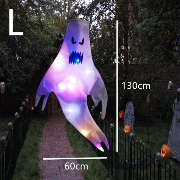 Iso koko LED Halloween ulkona valo akku virta luuranko haamu kauhu grimace hehkuva juhla rekvisiitta