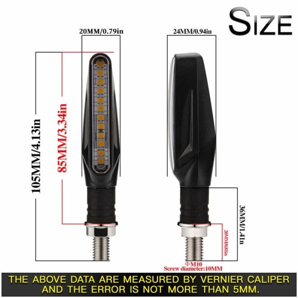 2 STK Motorcykel Lys One-Line Strip 12led Motorcykel Løbende Vand Sving Signal Blinkende Signal Indikator Lys