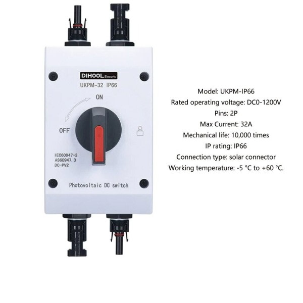 Sol solcell Isolator DC brytare