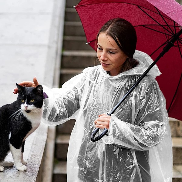 6 kpl Kertakäyttö vedenpitävä sadetakki ulkona vaellus vuori matka  hätä läpinäkyvä kannettava aikuisten poncho sade