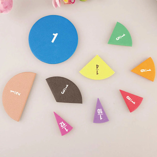 51 bitar Bråk Matte Undervisning Verktyg EVA Rund Form Instrument Barn Montessori Tidig Utbildning Matematik Utveckling STEM leksak