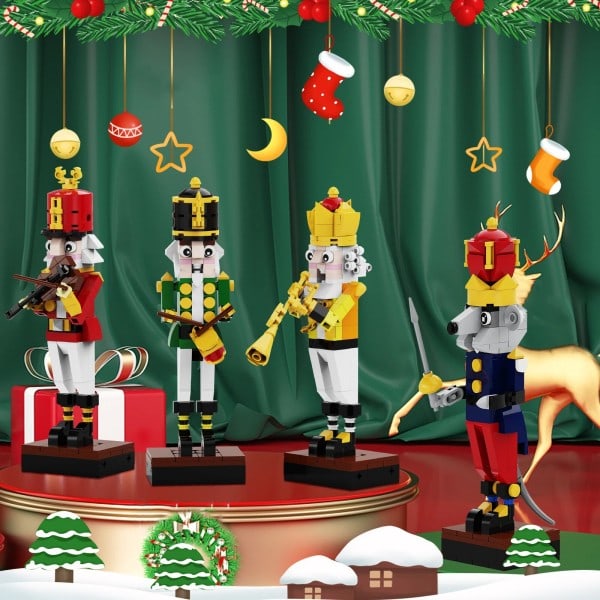 Jul Nötknäppare Byggnad Kloss Set Kung Trompetare Soldat Trummis Riddare Figurer Klossar Leksak