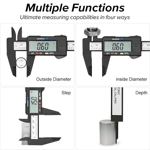 150 mm Elektronisk Digital Bok Kol Fiber Rav Värnier Bokok Mätare Mikrometer Mätningsverktyg Digital Linjal
