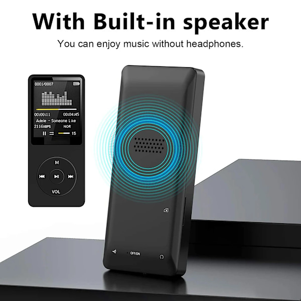 MP3 spelare USB Laddning Inspelning Digital Display Skärm Media Förlustfri Bärbar Ficka Sport Löpning Promenad Musik Spela