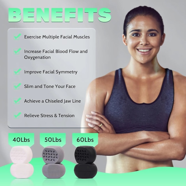6 pieces 60lbs Jaw Exerciser Redefine Jawline Trainer Double Chin Jawliner