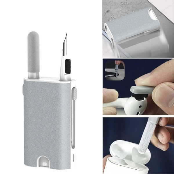 5-i-1 Multifunktion Earbuds Cleaning Pen Brush Mobil Phone Tablet Polering Wipe Cloth Cleaner Kit