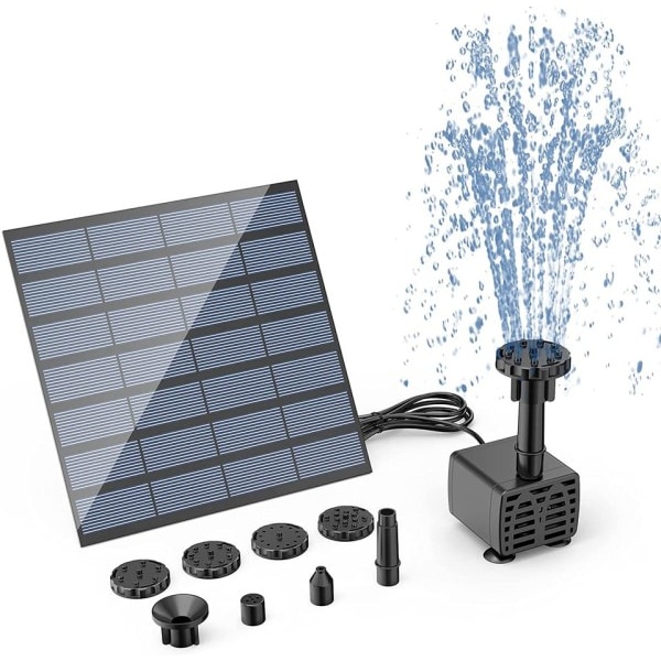 2,5W Solar Fontene Pumpe,med 6dyser og 4ft vann rør,Solar drevet pumpe