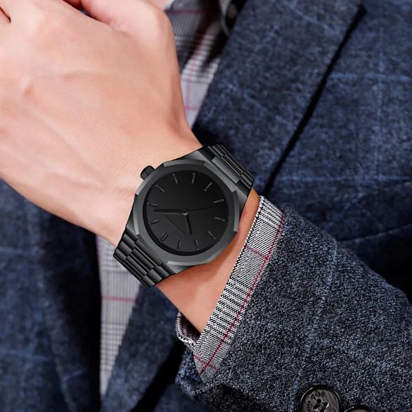 Rustfrit stål Herre armbåndsur Classic Business Vandproof Man Sort Ur Japan Movement Quartz Herre ure