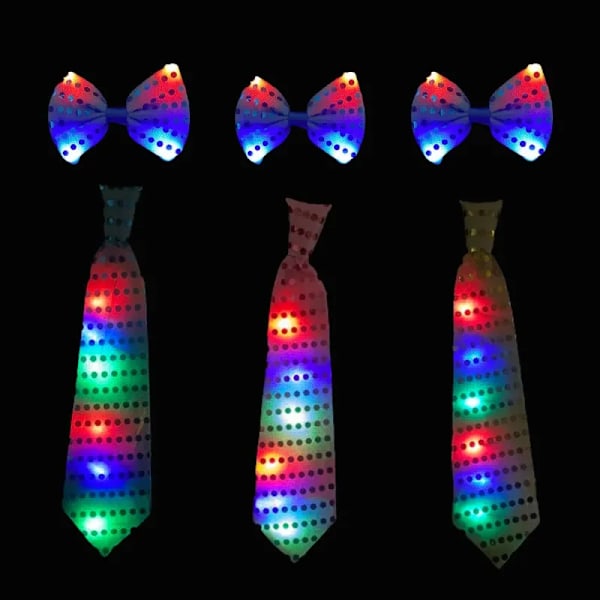 10 stycken LED Bowtie Blinkande Light Up Paljetter Slips LED Rose Slips