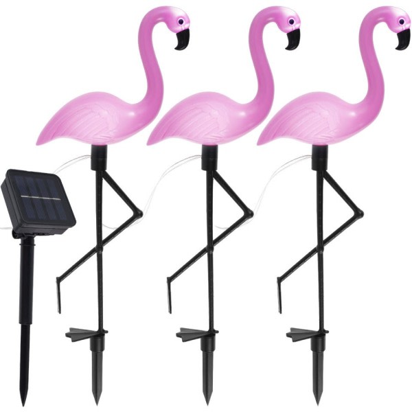 3 STK Flamingo Solar Lys IP55 Vanntett LED Rosa Flamingo Stak Lys Landskap Ground Lampe