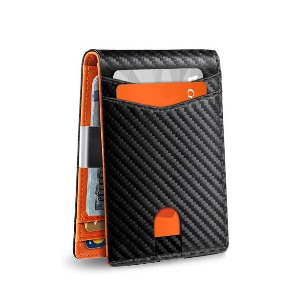 Minimalistiske menn's RFID blokkering multifunksjonell ultratynn 12-kort lommebok front lomme tofold ensfarget bærbar kort holder