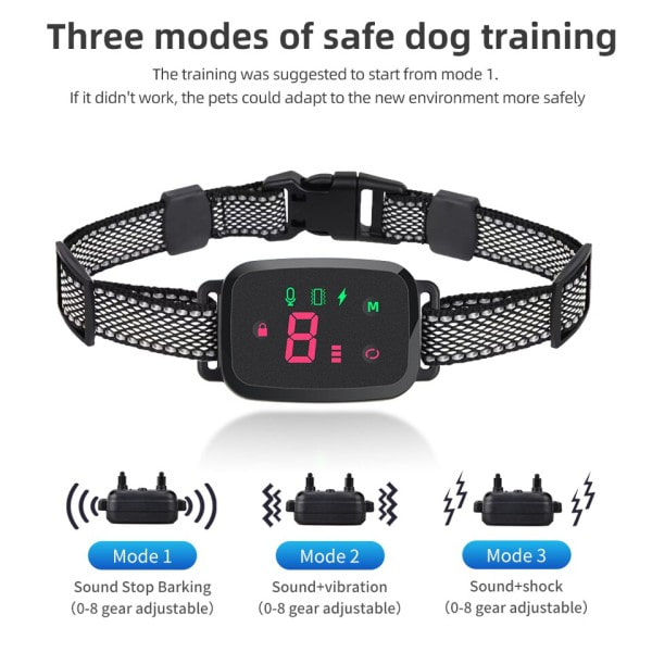 Smart Automatisk Anti Bjeffing Hundehalsbånd HD Digital Display IP67 Vanntett halsbånd