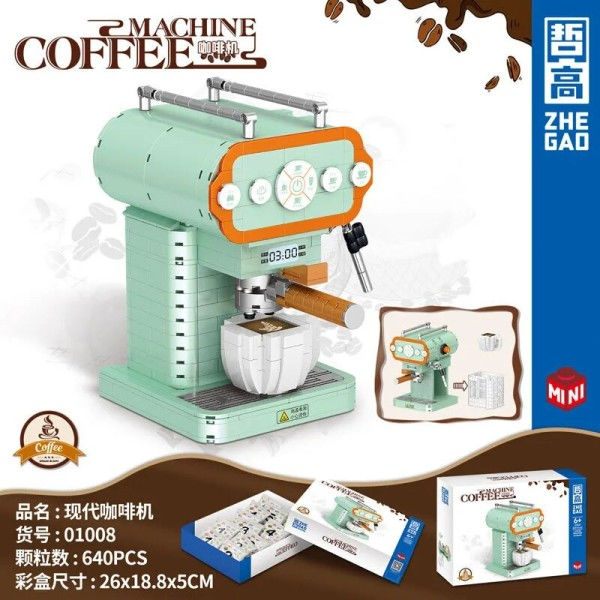 Glødende Kreativ MOC Kaffe Maskin Modell Mikro Byggeklosser  Mini Diamant City Klosser Set Barn Leker