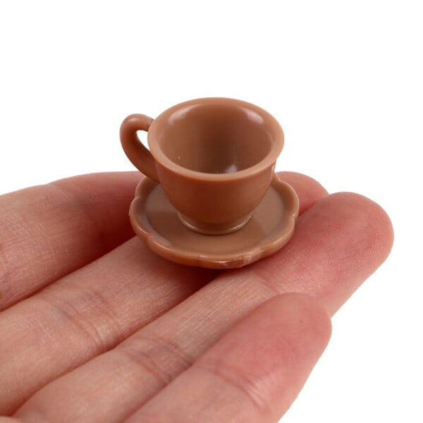 Dockskåp Mini Te Servis Tekopp Kaffe Kopp W/Tray Tallrik Kök Inredning leksak