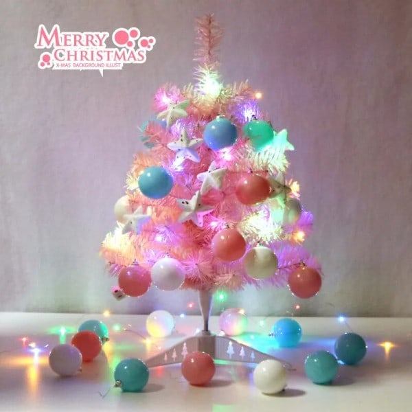 Jul Tree Skrivbord Xmas Opereras med LED String Lights Star Treetop Jul Kort Ornament