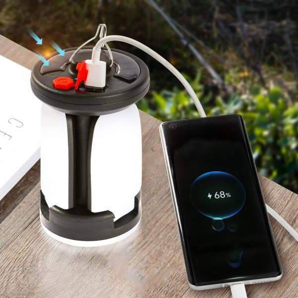 High Power Solar LED Camping Lantern Rechargeable Emergency Power Bank Foldable Light