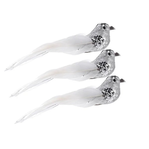 3 stykker jul simulering fugle glimmer fjer fugle figurer juletræ dekoration