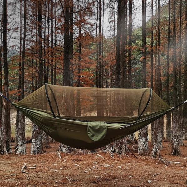 Automatisk Snabböppning Myggnät Hängmatta Utomhus Camping Stång Hängmatta