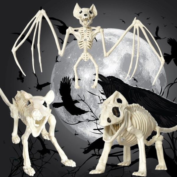 Halloween Skräck fladdermöss Skelett Mus Skorpion Ödla Bonez Skelett Modell Festival Inredning