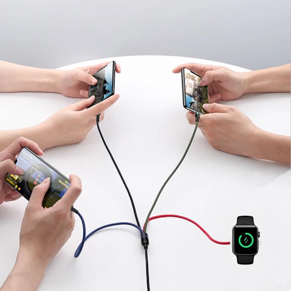 4 i 1 klokke & telefon USB lader kabel type C kabel magnetisk lade kabel