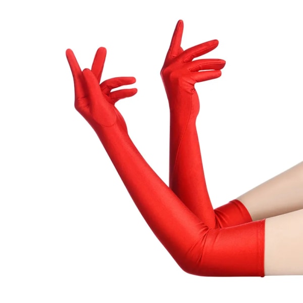 Kvinner Jenter Høy Elastisk Spandex Albue Sol Beskyttelse Hansker Fest Nattklubb Bryllup Performance