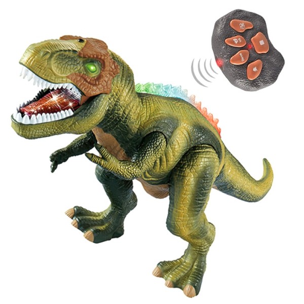 RC Dinosaur Elektrisk Dino Tyrannosaurus Rex Dyr Fjernbetjening Betjening Walking Roar LED Farverigt Legetøj