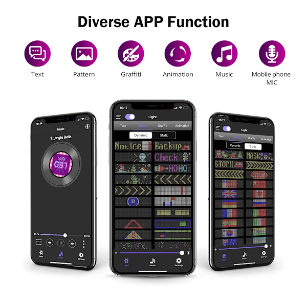 Rullning Reklam LED Skylt USB 5V Bluetooth App Kontroll Logotyp Ljus Anpassad Text Mönster Animation Programmerbar Display