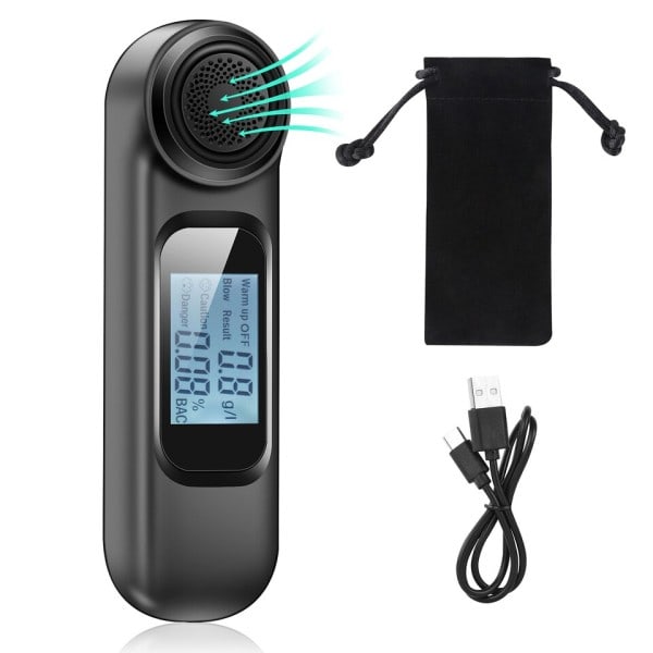 Tarkka Alkoholi Testeri Digitaalinen LCD Näyttö USB Ladattava Breath Alkoholi Testeri Alkometri