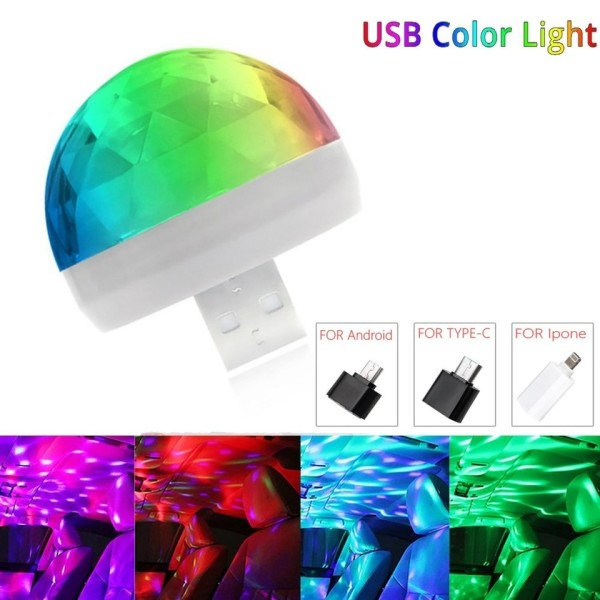 Led Apple USB Bil USB Ambient Light DJ RGB Mini Fargerik Musikk Lyd Grensesnitt Ferie Fest atmosfære